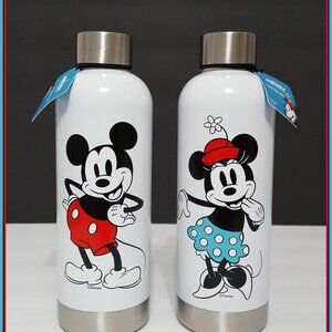 NEW RARE Williams Sonoma Mickey and Minnie Mouse Stainless Steel Water Bottles
